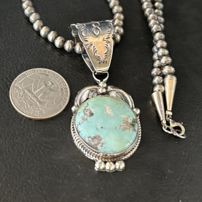 Navajo Blue Golden Hills Pendant Necklace | Sterling Silver | Authentic Native American Handmade | 14621