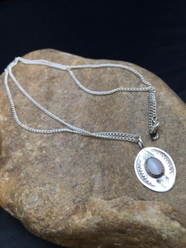 Navajo Mother of Pearls Turquoise Pendant Necklace | Sterling Silver | Authentic Native American Handmade | 18" | 8954