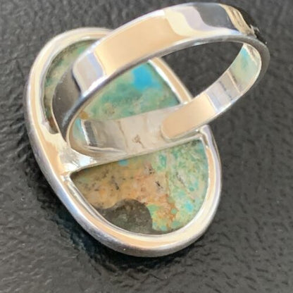 Navajo Blue Kingman Turquoise Ring | Sterling Silver | Sz 8 | Authentic Native American Handmade | 12794