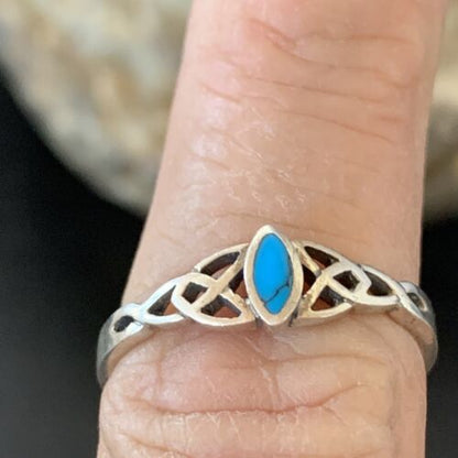 Southwestern Old Pawn Navajo Blue Turquoise Ring | Sterling Silver | Sz 7 | 10876