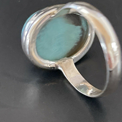 Navajo Spiderweb Blue Turquoise Ring | Sterling Silver | Sz 6.5 | Authentic Native American Handmade | 11445