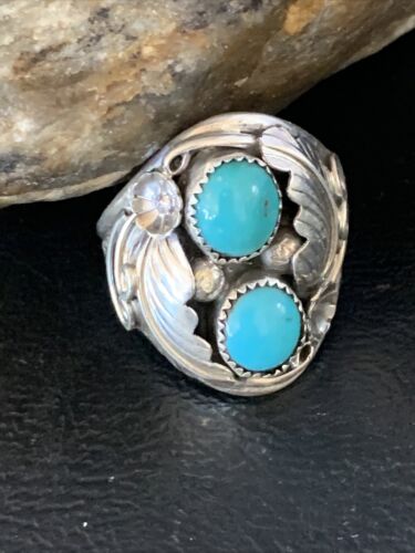 Navajo Kingman Turquoise Multi-Stone Ring | Authentic Native American Sterling Silver | Sz 10 | 14168