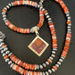 Navajo Pearls Red Spiny Oyster Opal Inlay Pendant Necklace | Sterling Silver | 22" | 12705