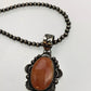 Navajo Pearls Necklace with Orange Spiny Oyster Pendant | Sterling Silver | Authentic Native American Handmade | 11300