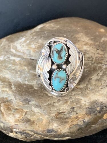 Navajo Kingman Turquoise Multi-Stone Ring | Authentic Native American Sterling Silver | Sz 10 | 14173