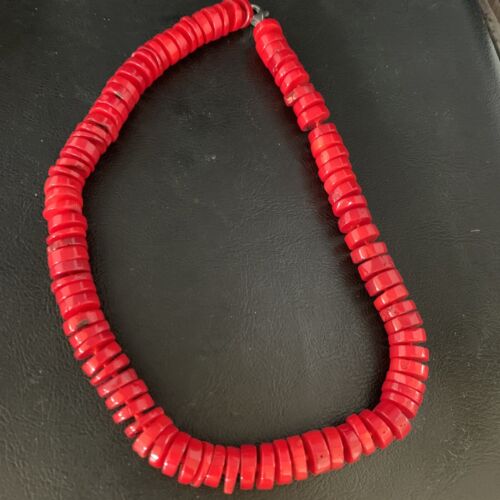 Women's Navajo | Bamboo Coral Strand Necklace | Sterling Silver | 18" | Authentic Native American Handmade | 13519