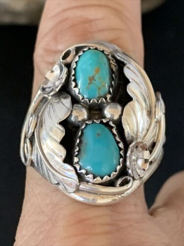 Navajo Kingman Turquoise Multi-Stone Ring | Authentic Native American Sterling Silver | Sz 11 | 14175