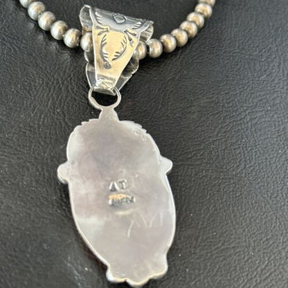 Navajo Pearls Red Spiny Oyster Necklace Pendant | Sterling Silver | Authentic Native American Handmade | 14724 - Masha USA