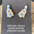 Navajo Blue Denim Lapis Opal Inlay Earrings | Sterling Silver | Women's Southwestern | 12900