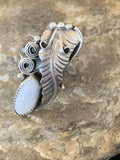 Navajo White Buffalo Turquoise Ring | Sterling Silver | Sz 8 | Authentic Native American Handmade | 12186