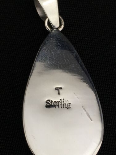 Native American Navajo Blue Opal Inlay Pendant | Sterling Silver | 1.75" | 1124 - Masha USA