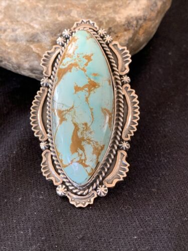 Native American Men's Blue Royston Turquoise Ring | Sterling Silver | Sz 10 | 746