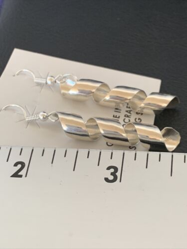Navajo Stamped Sterling Silver Swirl Earrings Set | Authentic Native American Handmade | 11625