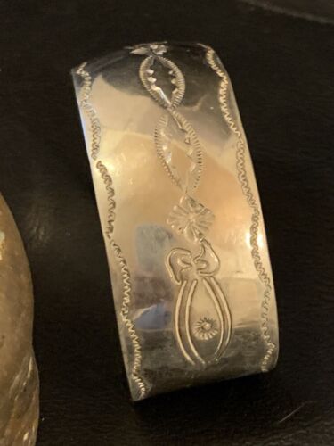 Navajo Sterling Silver Stamped Cuff Bracelet | Authentic Native American Handmade | 12824