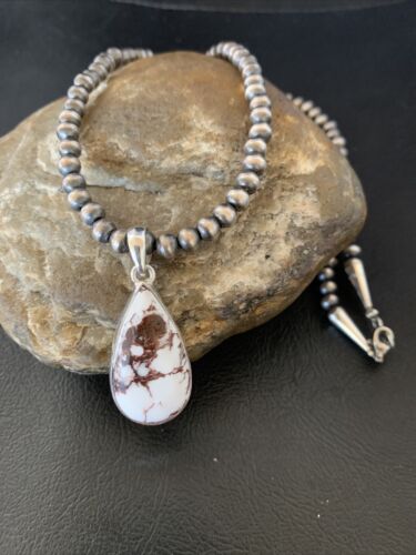 Navajo Wild Horse Turquoise Necklace Pendant | Sterling Silver | Authentic Native American Handmade | 12819