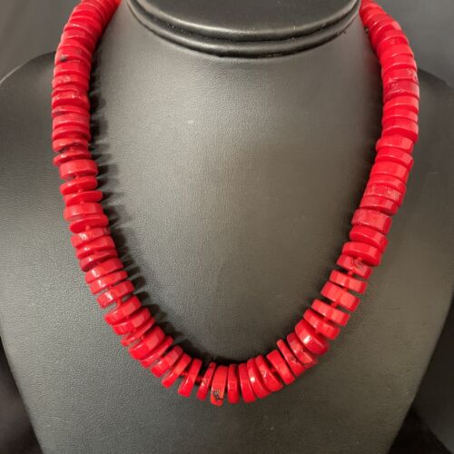 Women's Navajo | Bamboo Coral Strand Necklace | Sterling Silver | 18" | Authentic Native American Handmade | 13519