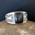 Native American Men's Navajo Handmade Sterling Silver Black Onyx Ring | Sz 12.5 | 14446