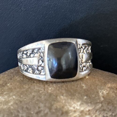 Native American Men's Navajo Handmade Sterling Silver Black Onyx Ring | Sz 12.5 | 14446