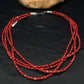Navajo Red Bamboo Coral 4 Strand Necklace | Sterling Silver | 21" | Authentic Native American Handmade | 2875