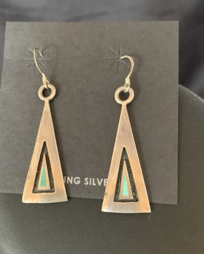 Navajo Blue Turquoise Pendant Earrings Set | Authentic Native American Sterling Silver Necklace | Handmade | 12618 - Masha USA