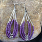 Handmade Liquid Silver Heishi Tube Beads Sugilite Earrings | Sterling Silver | 2" | 1985