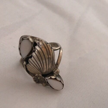 Navajo Pink Feather Mother of Pearl Multi-Stone Ring | Authentic Native American Sterling Silver | Multi-Stone | Sz 5 | 3845