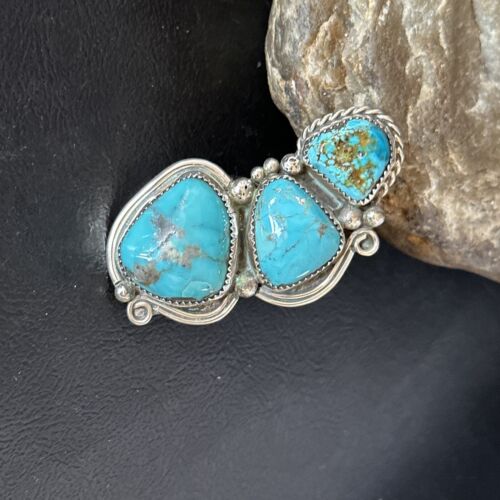 Navajo Blue Kingman Turquoise Multi-Stone Ring | Authentic Native American Sterling Silver | Sz 9.5 | 14551