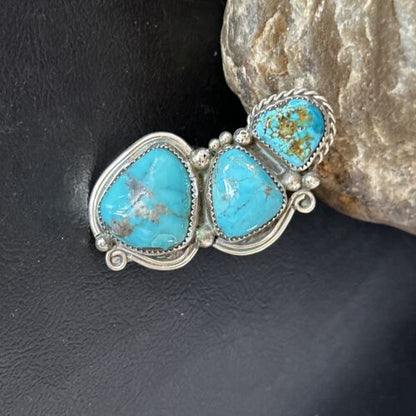Navajo Blue Kingman Turquoise Multi-Stone Ring | Authentic Native American Sterling Silver | Sz 9.5 | 14551