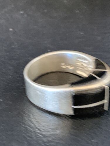 Navajo Black Onyx Inlay Band Ring | Sz 9 | Authentic Native American Handmade | 14165