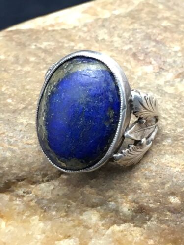 Navajo Blue Lapis Feather Ring | Sterling Silver | Sz 5 | Authentic Native American Handmade | 4168