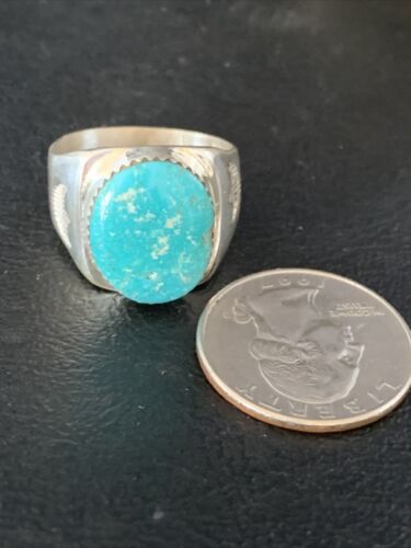 Navajo Blue Kingman Turquoise Ring | Sterling Silver | Sz 11 | Authentic Native American Handmade | 14143
