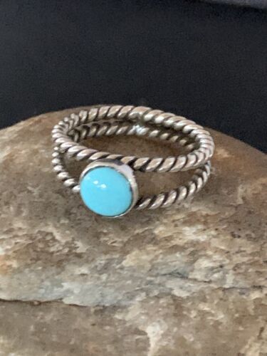 Navajo Blue Turquoise Ring | Sterling Silver | Sz 7 | Authentic Native American Handmade | 10768