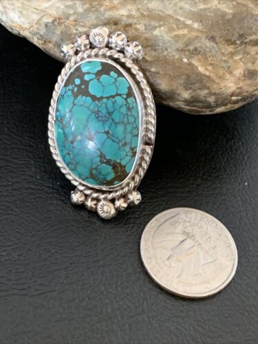 Navajo Blue Spiderweb Turquoise Ring | Sterling Silver | Sz 8 | Authentic Native American Handmade | 13384