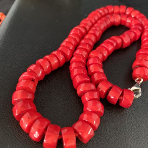 Women's Navajo Native American Bamboo Coral Strand Necklace | Sterling Silver | 24" | 13520