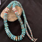 Authentic Native American Navajo Sterling Silver Necklace | Blue Turquoise & Spiny Oyster | 32" | 1672