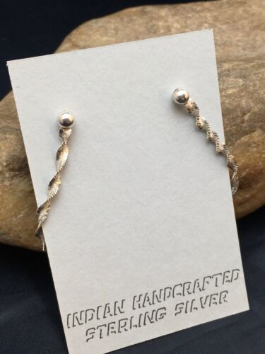 Native American Handmade Swirl Dangle Earrings | Sterling Silver | 8977