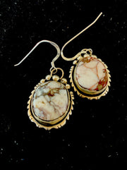 Navajo Wild Horse Turquoise Dangle Earrings | Sterling Silver | 1" | Authentic Native American Handmade | 00149