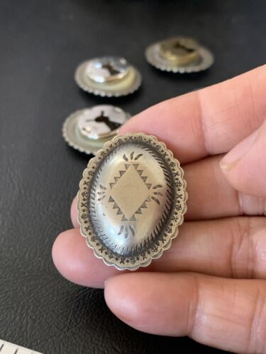 Southwestern Sterling Silver Button Covers | Navajo | 1.25" | Set of 6 | Authentic Native American Handmade | 12350