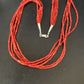 Natural Red Coral Rice Heishi Beads Necklace | 5 Strand | Sterling Silver | 20" | 12927