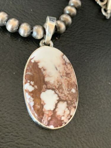 Men's Navajo Wild Horse Turquoise Pendant Necklace | Sterling Silver | Authentic Native American Handmade | 12818