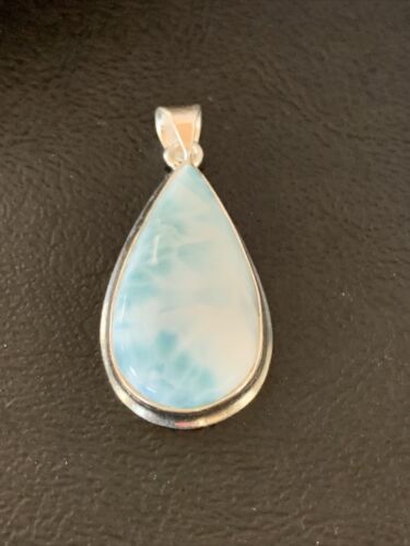 Navajo Sterling Beads Necklace with Blue Larimar Pendant | Authentic Native American Handmade | 10829