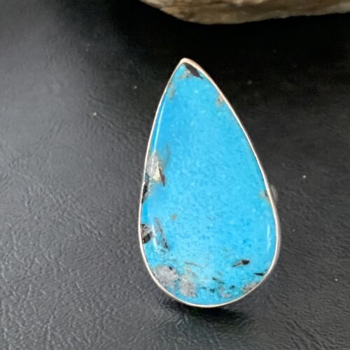 Navajo Blue Kingman Turquoise Ring | Sterling Silver | Sz 10 | Authentic Native American Handmade | 11728 - Masha USA