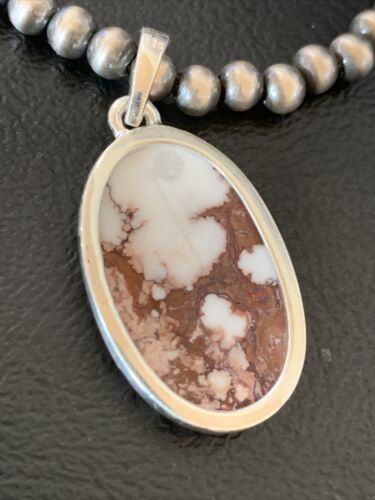 Men's Navajo Wild Horse Turquoise Pendant Necklace | Sterling Silver | Authentic Native American Handmade | 12818