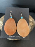 Navajo Tan Jasper and Blue Turquoise Earrings | Sterling Silver | Authentic Native American Handmade | 13103