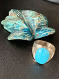 Navajo Blue Kingman Turquoise Ring | Sterling Silver | Sz 11 | Authentic Native American Handmade | 14144