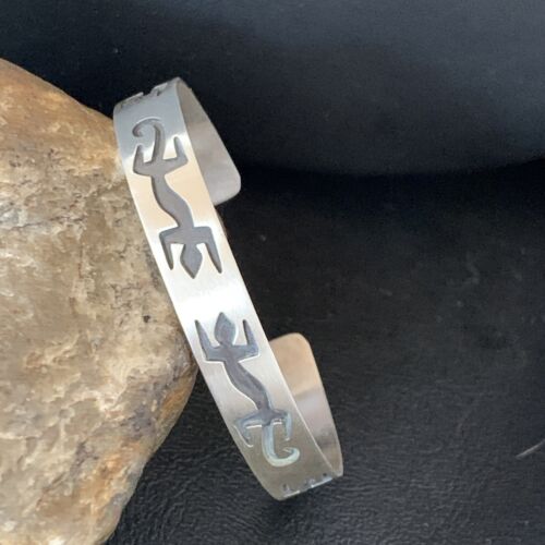 Navajo Gecko Lizard Stamped Cuff Bracelet | Sterling Silver | Authentic Native American Handmade | 12827