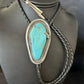 Native American Men's Bolo Tie | Blue Kingman Turquoise | Sterling Silver | Navajo Handmade | 14525