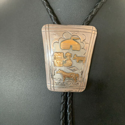 Vintage Navajo Horse Bolo Tie | Sterling Silver | Old Pawn Signed | Authentic Native American Handmade | 02020 - Masha USA
