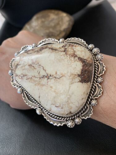 Native American Men's Wild Horse Turquoise Cuff Bracelet | Navajo Sterling Silver | 1416