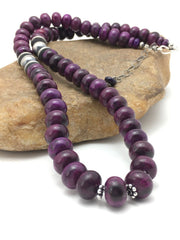 Navajo Purple Sugilite Bead Necklace | Sterling Silver | 23" | Authentic Native American Handmade | 4178